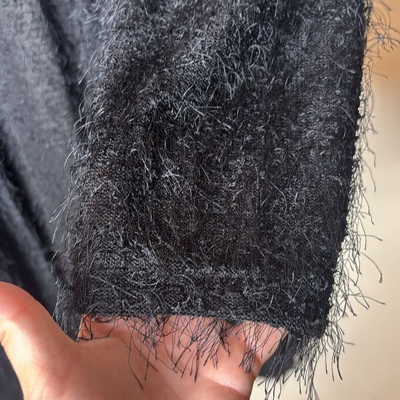 PICADILLY FASHION Fuzzy Open Front Long Black Cardigan Sweater - Picture 4 of 13